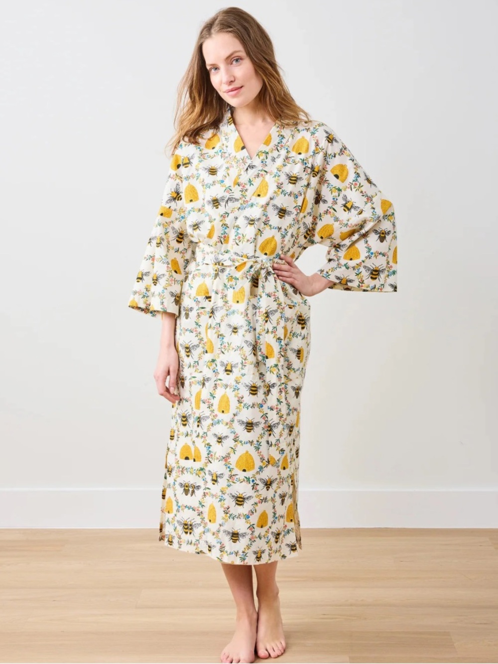 PRINTFRESH - SWEET BEE COTTON ROBE Sz 1 2X NWT